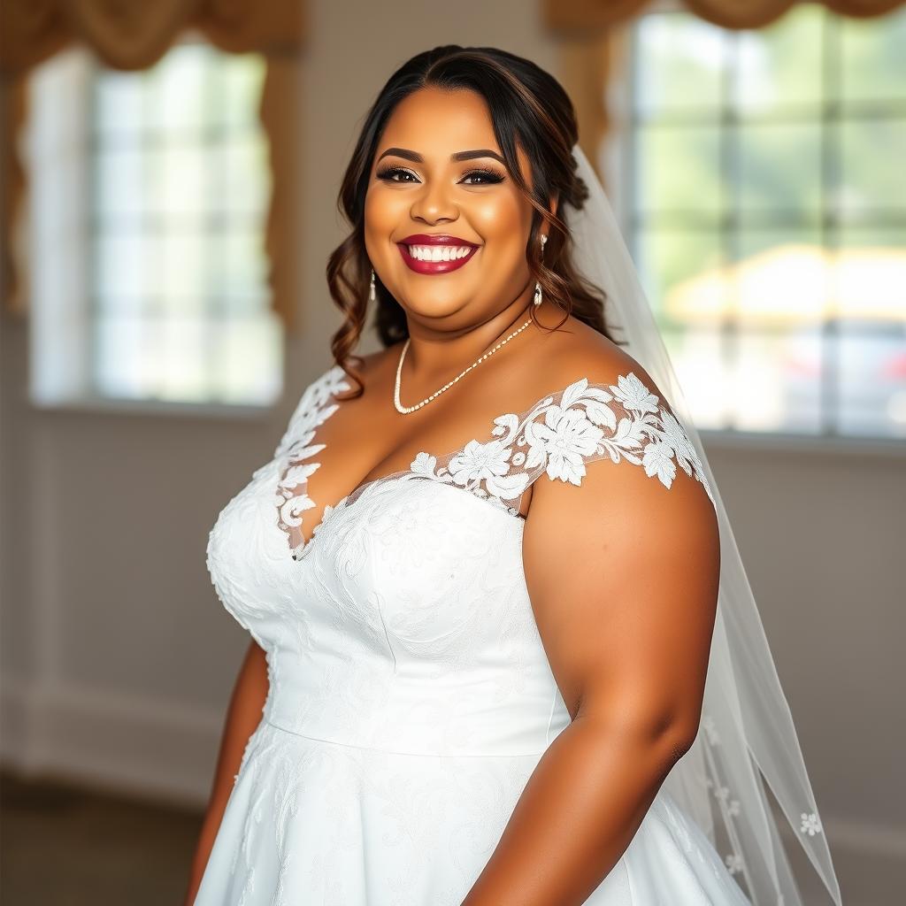 Glückliche Braut in Plus-Size Brautkleid Glückliche Braut in Plus-Size Brautkleid